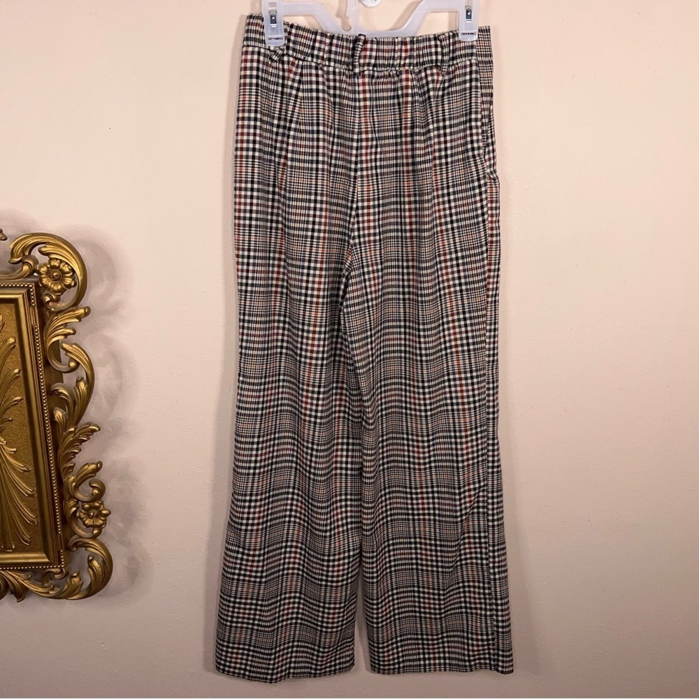 Medium Forever 21 Plaid Pants Wide Leg Black White Academia Belt Loops - Picture 5 of 12